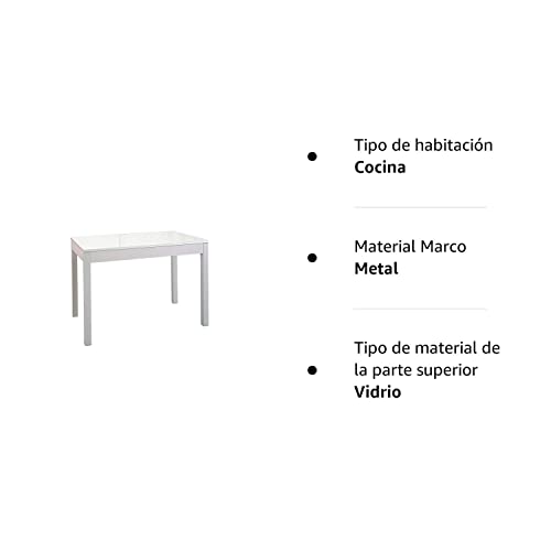 ASTIMESA Mesa de Cocina, Metal, Blanco, 100x60cm-extendida 150x60 cms