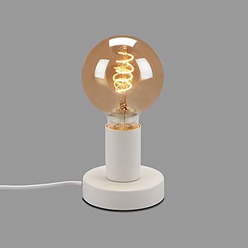 Briloner - Lámpara de mesa (1 bombilla E27, máx. 10 W, incluye interruptor de cable, 100 x 90 mm), color blanco
