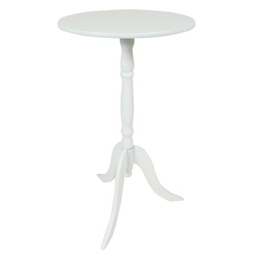 Spetebo Mesa auxiliar redonda de madera, 53 x 30 cm de diámetro, color blanco, mesa para teléfono con elegante pie, decoración de flores, taburete pequeño