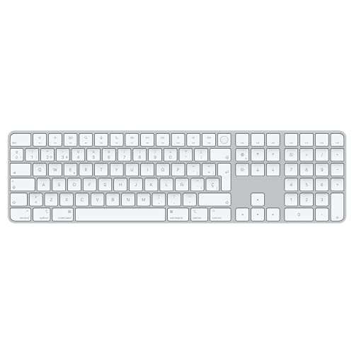 Apple Teclado Magic Keyboard con Touch ID y Teclado numérico: Recargable, con conexión Bluetooth y Compatible con Ordenadores Mac con Chip Español, Teclas Blancas