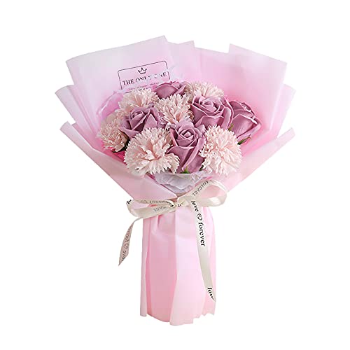 Jabón de clavel preservado día rosa ramo de flores rosas regalo madre decoración del hogar flores sumergibles para centros de mesa, rosa, Talla única