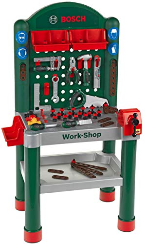 Theo Klein 8320 Bosch Workshop I 79 parts , Work Surface with Learning Function I Toy for Children Aged 3 Years and up