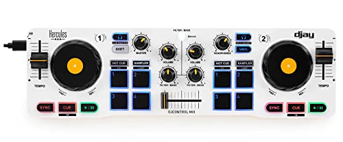 Hercules DJControl Mix – Controladora de DJ Inalámbrica Bluetooth para Smartphones – Aplicación djay – 2 Decks