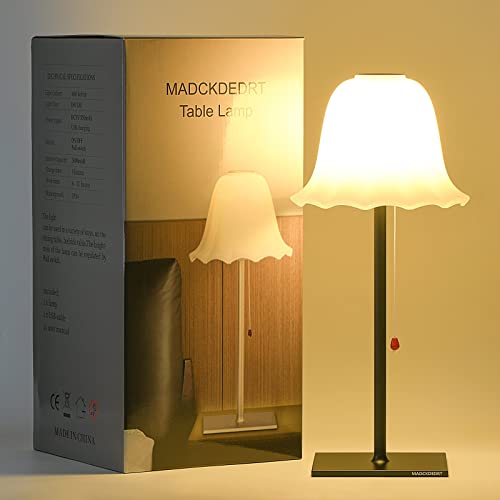 MADCKDEDRT Lámpara de mesa recargable,Lámpara de escritorio led,Pantalla de vidrio de pétalos，Base de aluminio。Adecuado para la iluminación de la Sala de estar, el dormitorio y la Mesa (Negro)