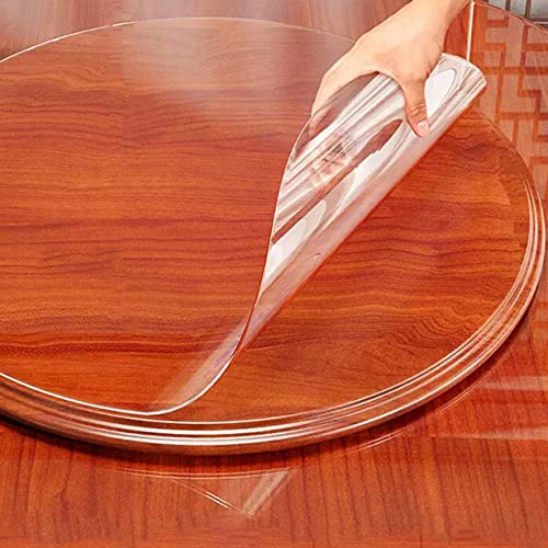 DG Catiee Mantel de PVC transparente, protector de mesa redondo, mantel de plástico transparente, antideslizante, impermeable, protector de muebles (redondo de 95 cm)